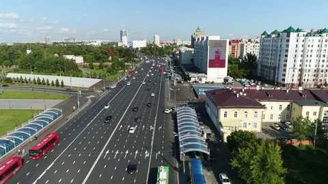 Five-lane highway in Kazan Stock Footage 134286409