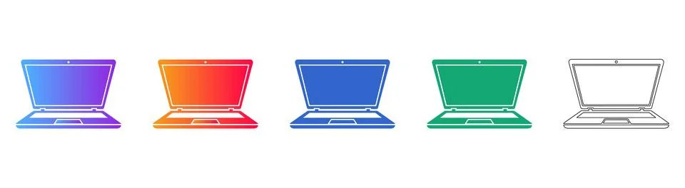 Five Laptop Computer Interface Icons Stock Illustration