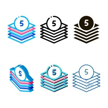Five layers icon vector series outline Stock Illustration
