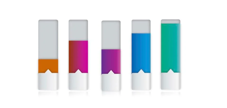 Five line graph with blank different color indicates info on white background Stock Illustration