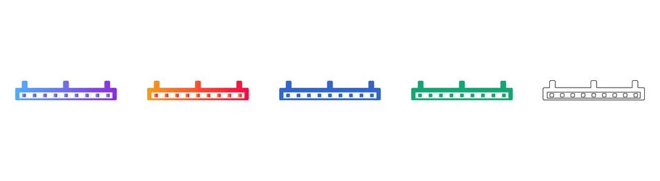 Five Linear LED Light Bar Icons with Modern Gradient Design Illustrazione stock