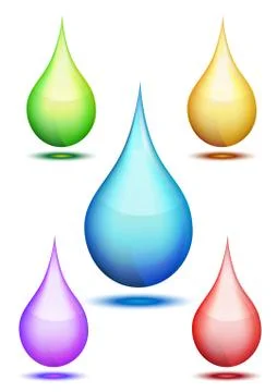 Five liquid drops set over white - gradient mesh used, eps10 vector illustration Illustrazione stock