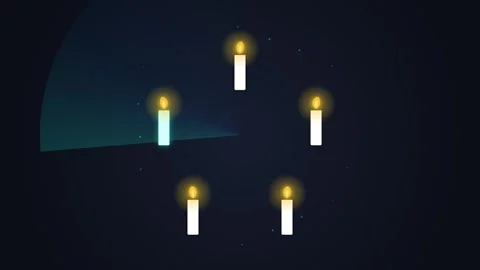 Five lit candles in a circle on a dark background, symbolizing unity, hope,.. Stock Footage 348073975