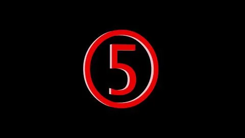 Five logo icon loopable red color on black background Stock Illustration