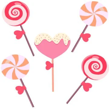 Five lollipops on a white background, vector chart Stock Illustration