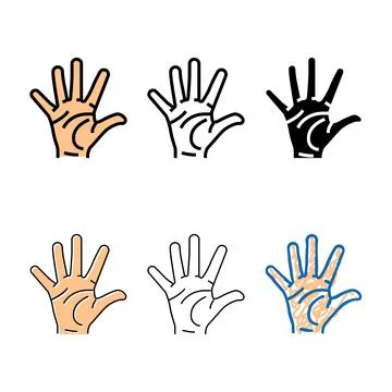 Five looks number hand gesture color icon vector Stock Illustration