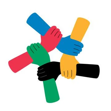 Five man shaking hands Stock Illustration