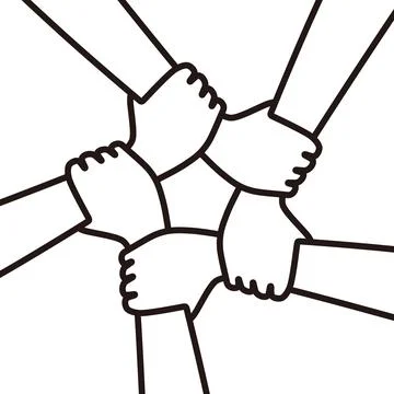 Five man shaking hands Stock Illustration