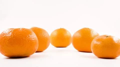 Five mandarins with white background Stock Photos