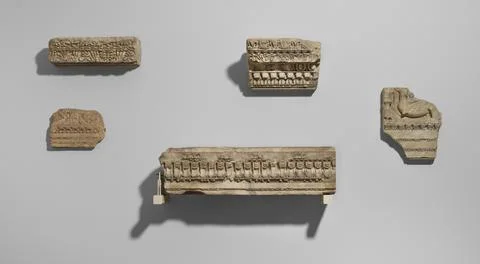 Five marble architectural fragments ca. A.D. 9092 Roman These highly elabor.. Stock Photos