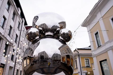Five-meter sculpture Agatha is installed in Moscow Stock Photos