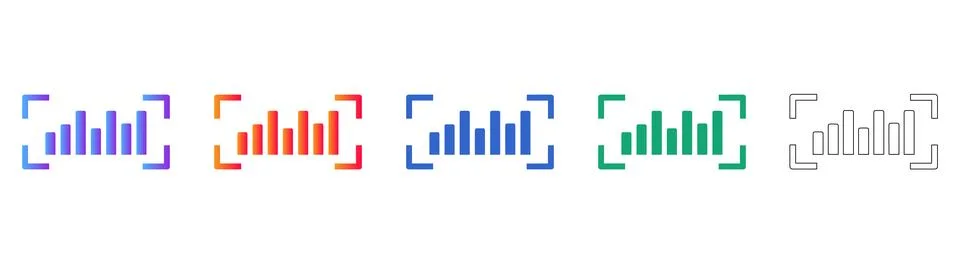 Five Minimalist Bar Graph Analytics Icons イラスト素材