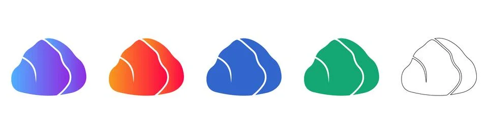 Five Minimalist Cloud Icons with Gradient and Line Art Stock Illustration