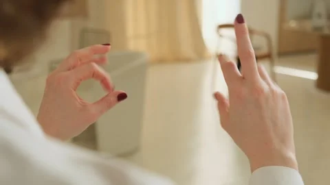 Five-minute break from office work. Close-up of hands performing a Video stock 306218096