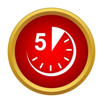 Five minute countdown timer button concept deadline Stock Illustration