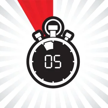 Five minute stop watch countdown Illustrazione stock