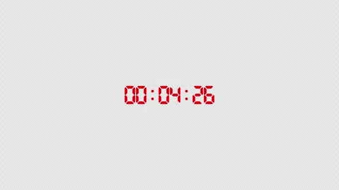 Five minutes digital countdown timer animation in sixty seconds Stock Footage 344528125
