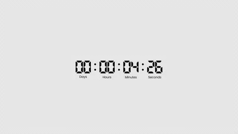 Five minutes digital countdown timer animation in sixty seconds Stock Footage 344579631