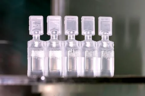 Five ml transparent containers Stock Photos