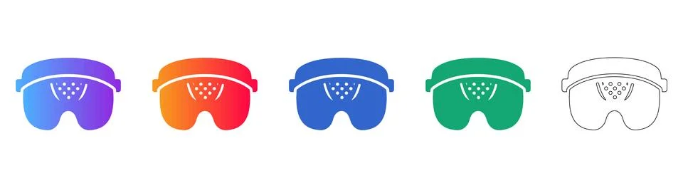 Five Modern Face Shield Icons Stock Illustration