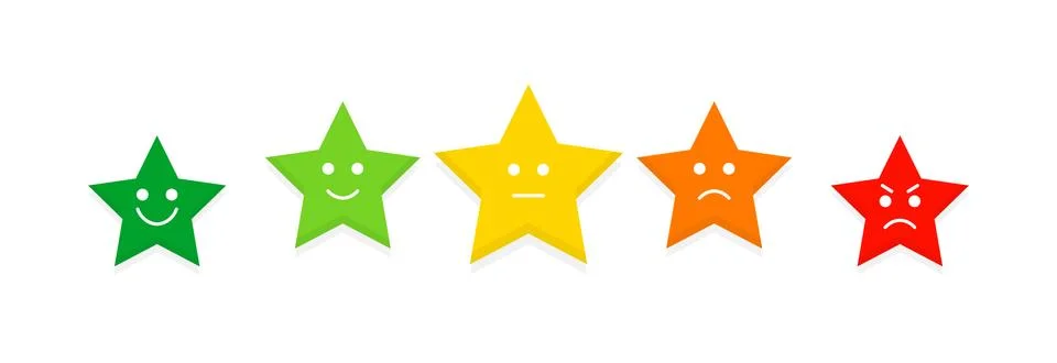Five mood indicator star feedback icon set vector Stock Illustration