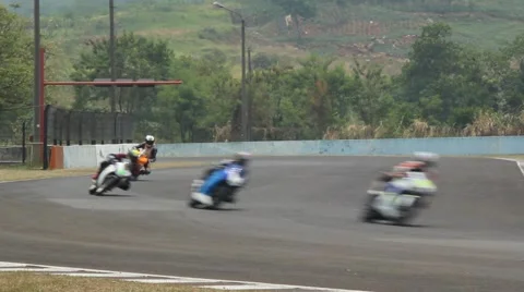 Five Motorcycle Racing in the Circuit HD 库存影片 48921317