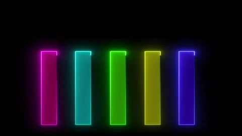 Five Neon Bars In Rainbow Colors On Black Background Video stock 318054015