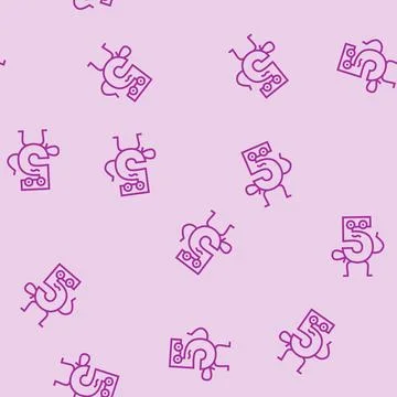 Five number character line seamless pattern Stockillustratie