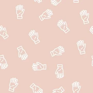Five number hand gesture line vector seamless pattern Illustrazione stock