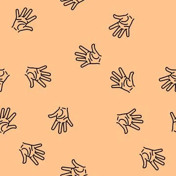 Five number hand gesture vector seamless pattern Stock Illustration