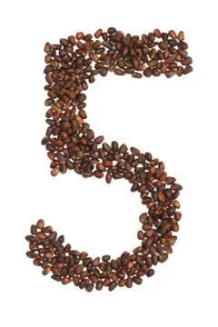Five number made of cedar  nuts Stock Photos
