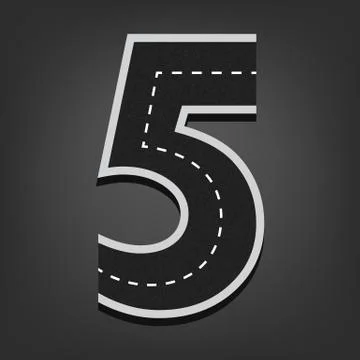 Five number. Road font 库存插图