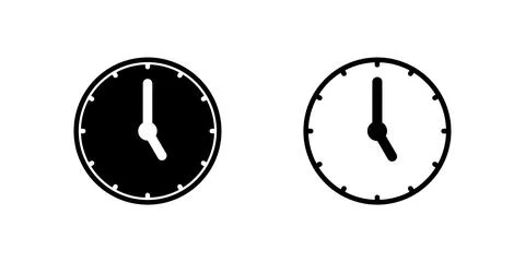 A five oclock analog clock icon, versatile for representing end of work day.. Stock Illustration
