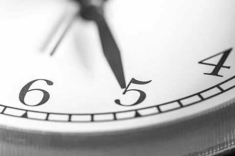 Five o'clock on clock face Stock Photos