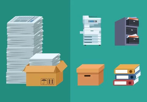 Five office paperwork icons 库存插图