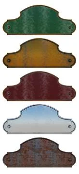 Five old blank signs isolated on white Stock Illustration