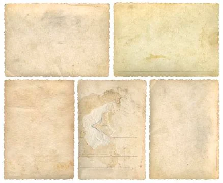 Five Old Empty Postcards Template Background Cutout Stock Photos