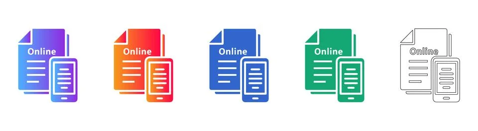Five Online Documentation and Mobile Icons Stock Illustration