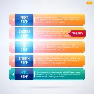 Five options with bright blue light on white background. EPS10 Stock Illustration