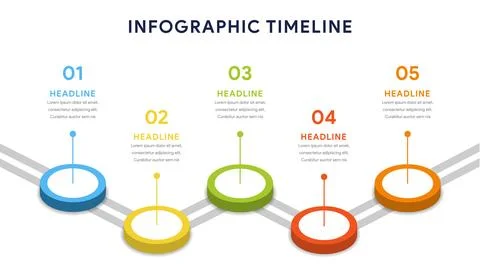 FIve Options Infographics for steps, timeline, workflow Illustrazione stock