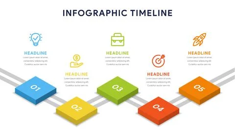 FIve Options Infographics for steps, timeline, workflow Stockillustratie