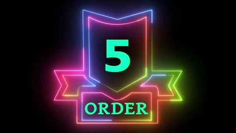 Five order neon emblem animated Vidéo 330512323