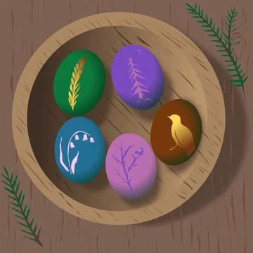 Five painted eggs with a pattern for easter illustration Stock Illustration