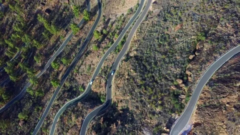 Five parallel mountain roads Stock Footage 138584365