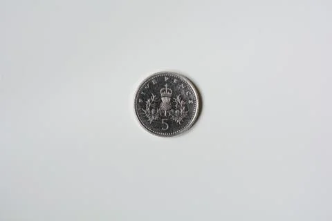 Five pence coin closeup Stock Photos