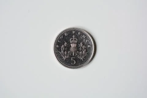 Five pence coin closeup Stock Photos
