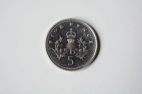 Five pence coin closeup Stock Photos
