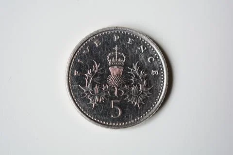 Five pence coin closeup Stock Photos