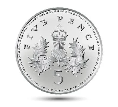Five Pence coin isolated on a white background. Vector illustration. Stock Illustration