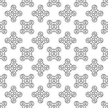 Five People in Circles vector Network Group concept line seamless pattern Illustrazione stock